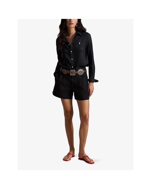 Polo Ralph Lauren Black Relaxed-Fit Mid-Rise Cotton Shorts