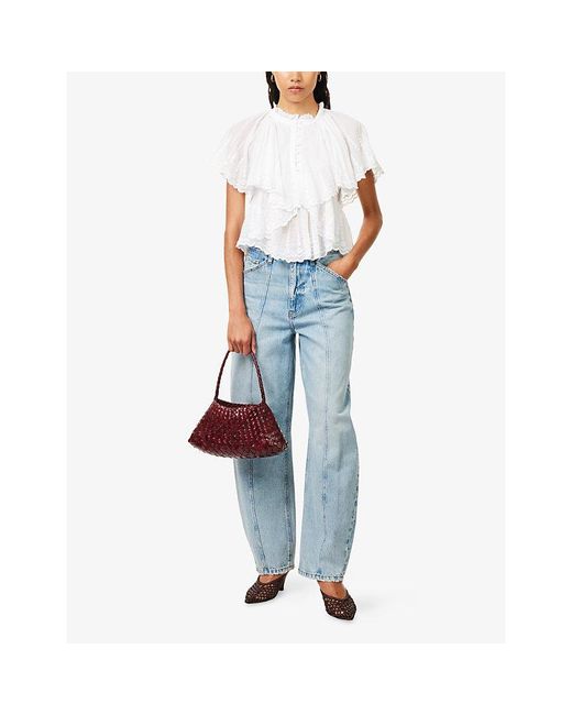 Isabel Marant White Lorna Embroidered Cotton Top