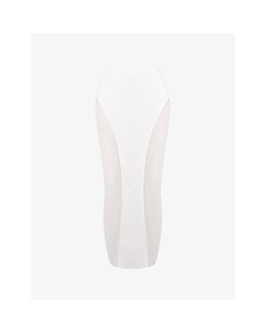 Mistress Rocks White Mesh-Panel High-Rise Stretch-Jersey Maxi Skirt