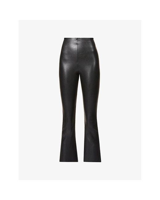 Commando Black Cropped Flared High-rise Faux-leather Trouser