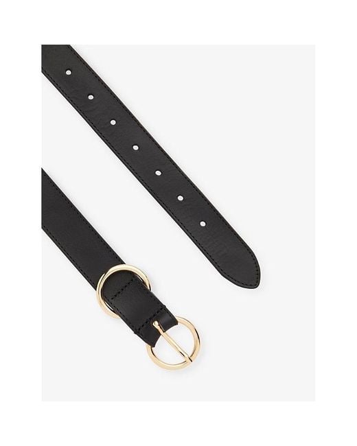 Whistles Black Double-Ring Buckle Leather Belt