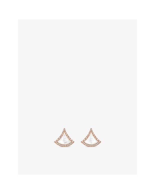 BVLGARI White Divas' Dream 18Ct Rose- 0.1Ct Diamond And Mother-Of-Pearl Earrings
