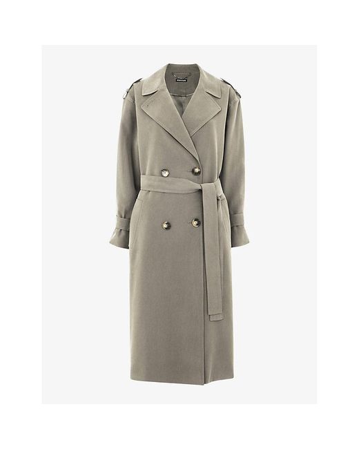 Whistles Gray Riley Double-breasted Woven Trench Coat