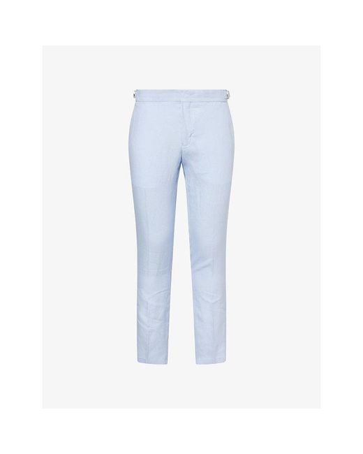 Orlebar Brown Blue Griffon Tapered-Leg Linen Trousers for men