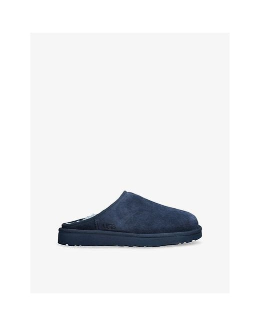 Ugg Blue Classic Slip-On Suede And Shearling Slippers for men