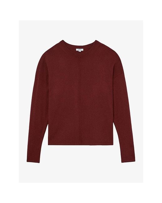 Reiss Red Colette Reverse-Seam Wool-Blend Jumper