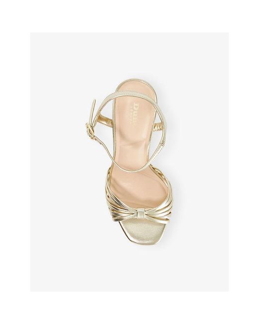 Dune Metallic Minogue Leather Platform Sandals