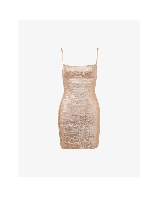 House Of Cb Natural The Body Bandage Woven Mini Dress