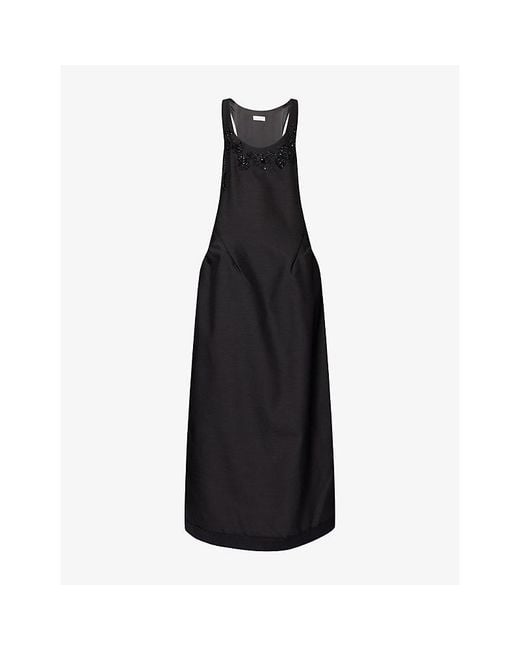 Dries Van Noten Black Drazero Embellished Wool-Silk Blend Maxi Dress