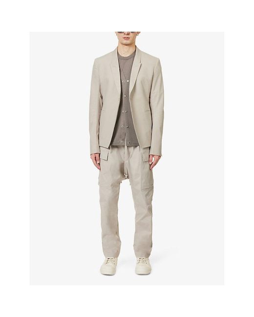 Rick Owens Natural Cargo Dropped-crotch Tapered-leg Stretch-cotton Trousers for men