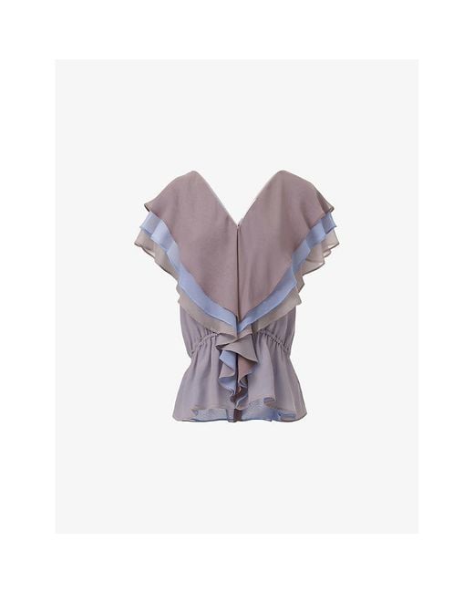 eem Purple Layered Ruffle Woven Top