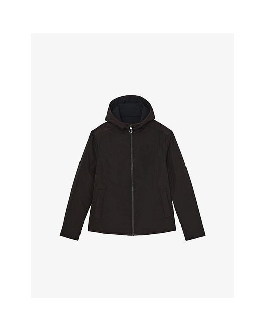 Reiss Black Devonay Reversible Hooded Puffer Jacket for men