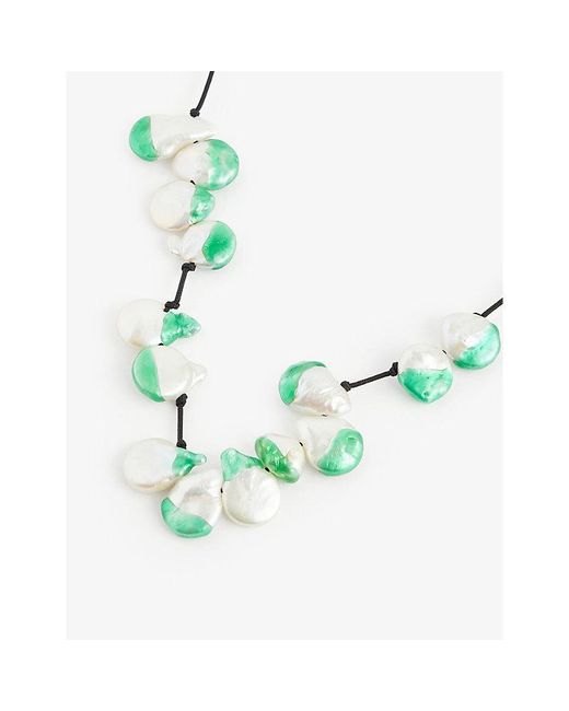 Panconesi Green Vacanza Enamel-dipped Pearl Cord Necklace