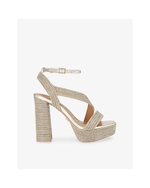 Carvela Kurt Geiger White Gala Jewel-Embellished Woven Platform Sandal