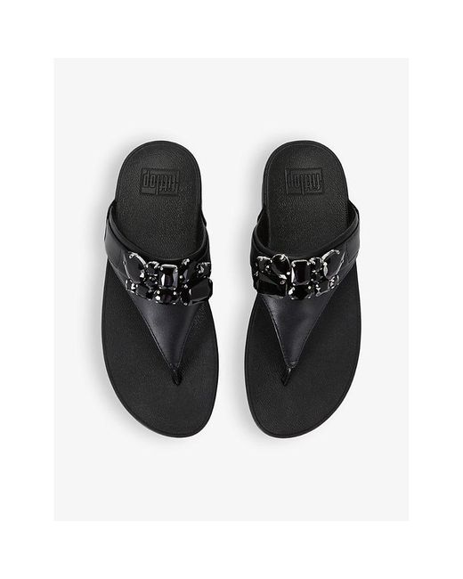 Fitflop Black Lulu Jewel Crystal-embellished Woven Sandals