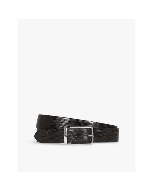 The Kooples Black Rectangular-Buckle Leather Belt for men