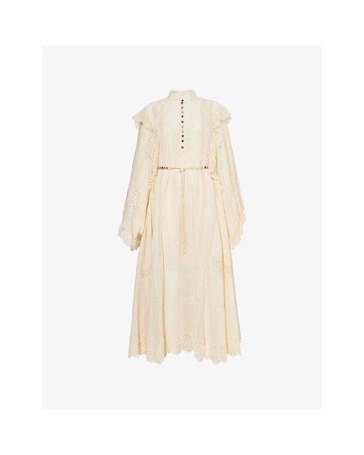 rhiannon embroidered midi dress Rhiannon Petite Broderie Midi Dress in White - Size 0 to 12