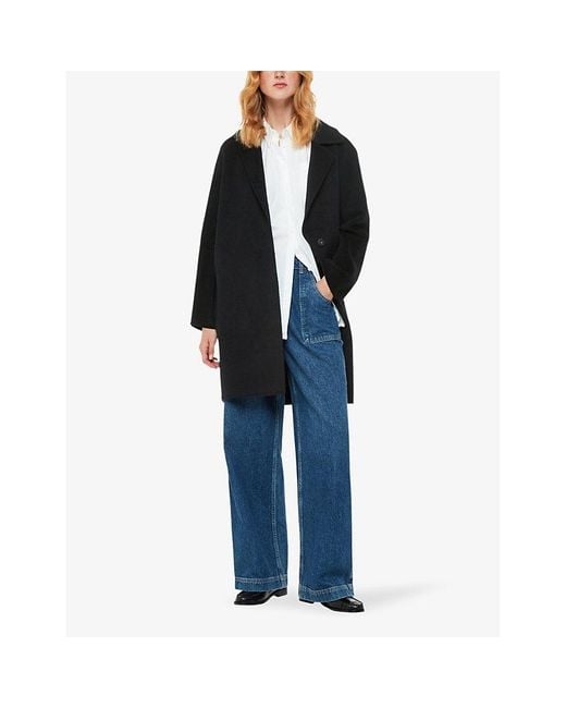 Whistles Blue Julia Double-faced Wool-blend Coat