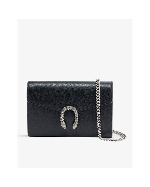 Gucci Dionysus Mini Grainedleather Walletonchain in Black Lyst