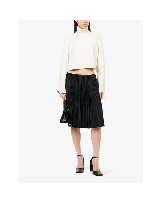 Alaïa Black Pleated High-Rise Wool-Garbadine Mini Skirt
