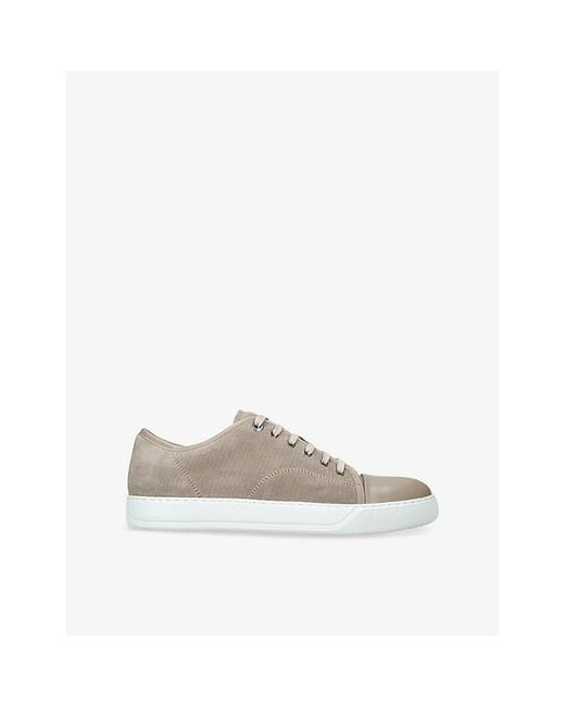 Lanvin White Dbb1 Contrast-Panel Leather Low-Top Trainers for men