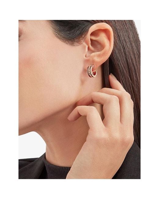 BVLGARI Metallic B.Zero1 18Ct Rose- And Ceramic Hoop Earrings