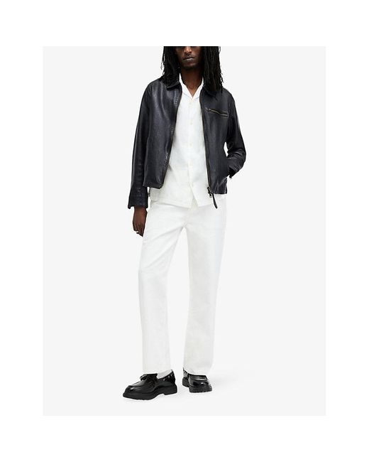 AllSaints White Lenny Branded-hardware Denim Jeans for men