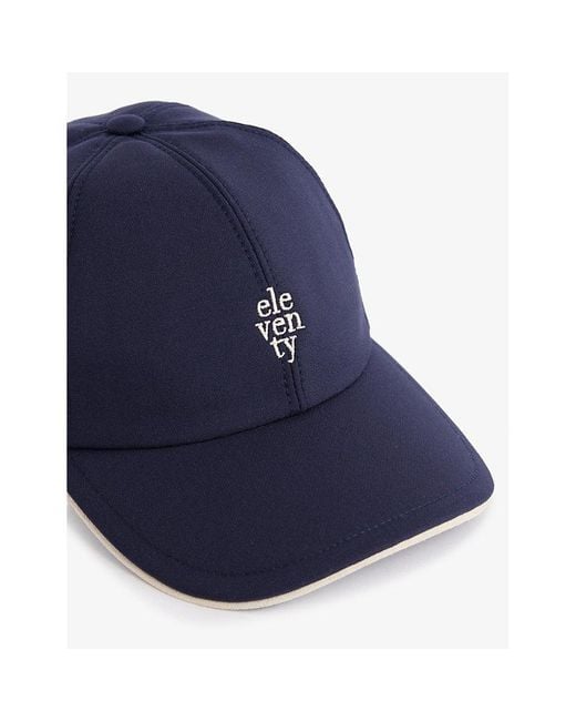 Eleventy Blue Brand-embroidered Wool-blend Cap for men