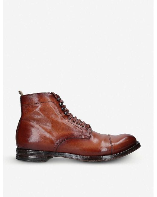 Officine Creative Brown Anatomia 16 Leather Ankle Boots for men
