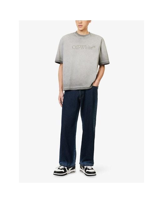 Off-White c/o Virgil Abloh Gray Laundry Short-Sleeve Cotton T-Shirt for men