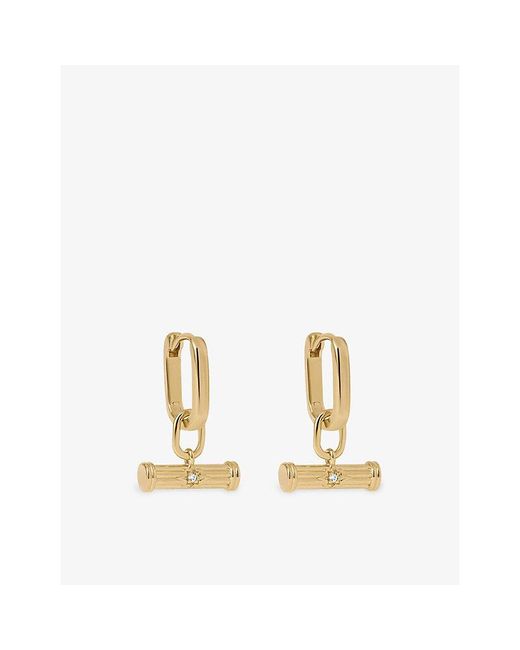 Astley Clarke Metallic X Laura Jackson T-Bar 18Ct-Plated 925 Sterling- And Sapphire Huggie Earrings