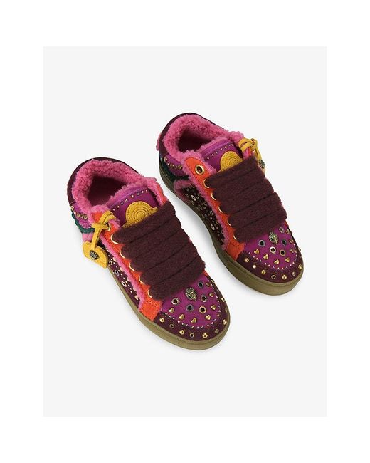 Kurt Geiger Red Southbank Tag Suede Trainers