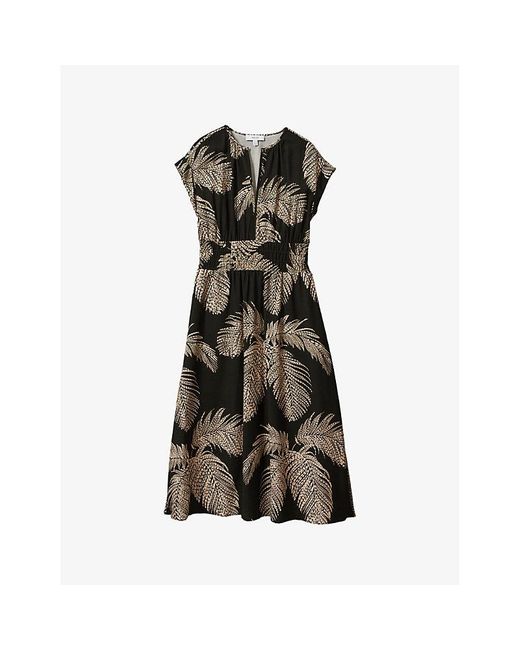 Reiss Green Colby Floral-print Woven Midi Dress