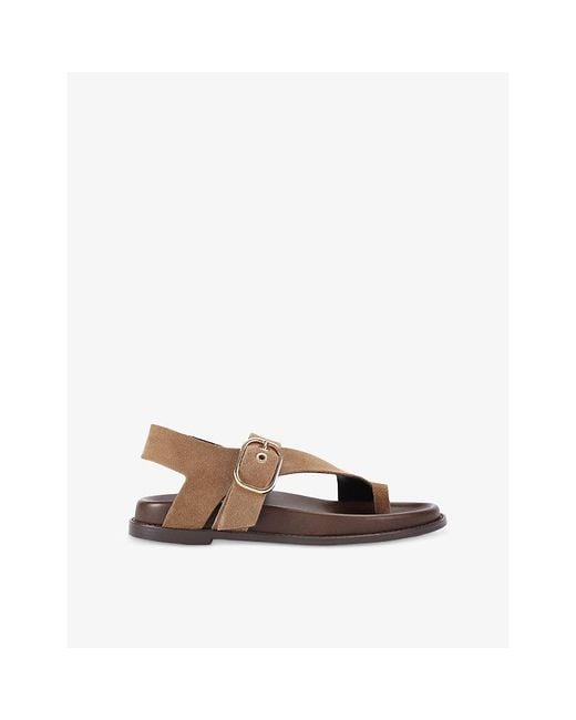 KG by Kurt Geiger Brown Ryhan Flat Suede Sandals