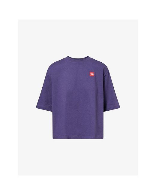 The North Face Purple Cropped Brand-Patch Cotton-Jersey T-Shirt