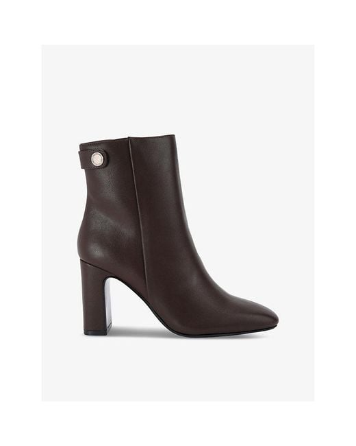 Carvela Kurt Geiger Brown Jackpot Block-Heel Faux-Leather Ankle Boots