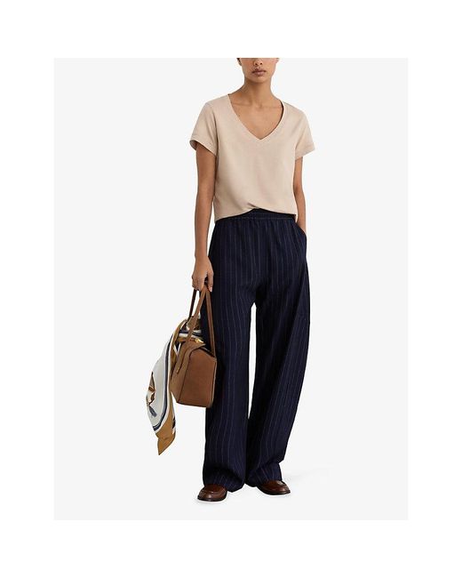 Reiss Natural Luna V-Neck Cotton-Jersey T-Shirt