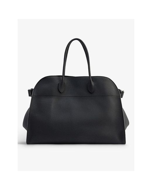 The Row Margaux Soft 17 Grained-leather Tote Bag in Black | Lyst