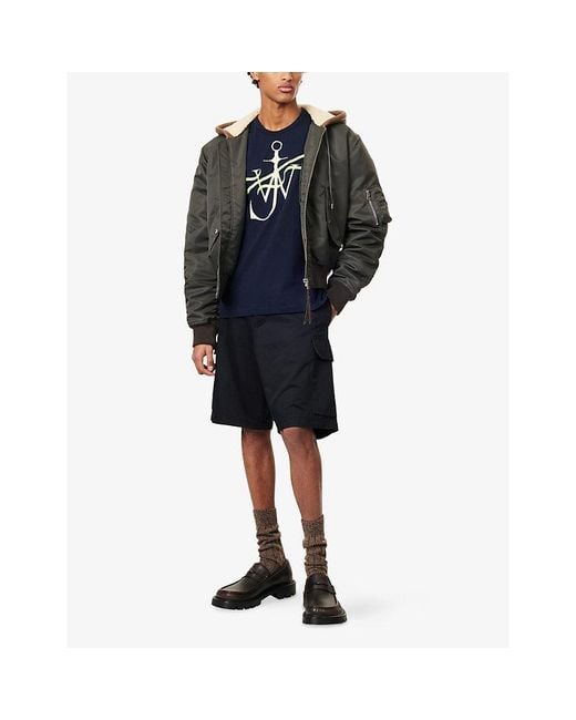 J.W. Anderson Blue Ribbon Anchor Crewneck Cotton-Jersey T-Shirt for men