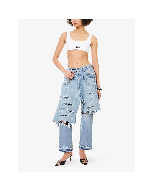 Casey Jean By Jean Vintage Blue Overlay Straight-Leg Denim Jeans