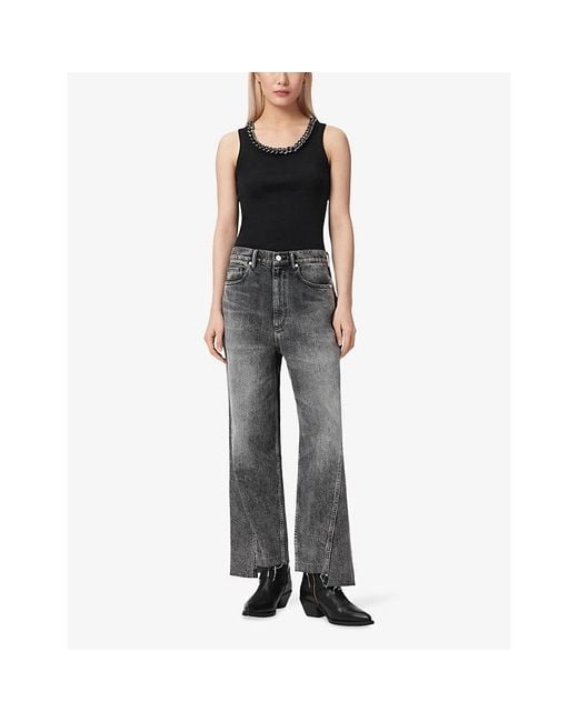 AllSaints Black Lucy Chain-Trim Cotton-Blend Vest Top