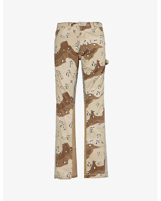 GALLERY DEPT. Natural Choc Chip Camo-pattern Straight-leg Cotton Trousers for men