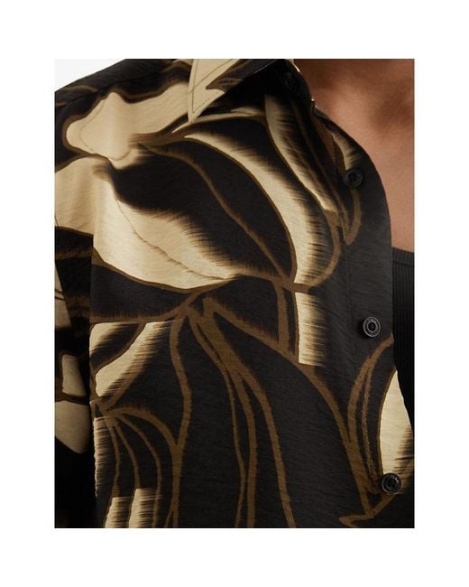 Reiss Black Paloma Floral-Print Woven Shirt for men