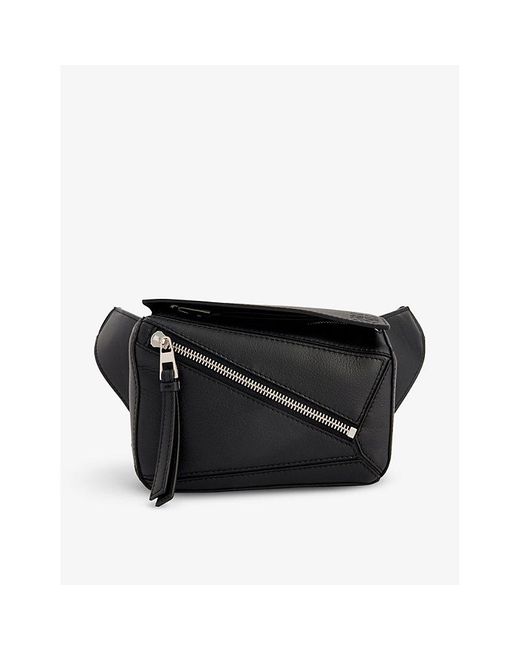 Puzzle Mini Leather Belt Bag in Black - Loewe