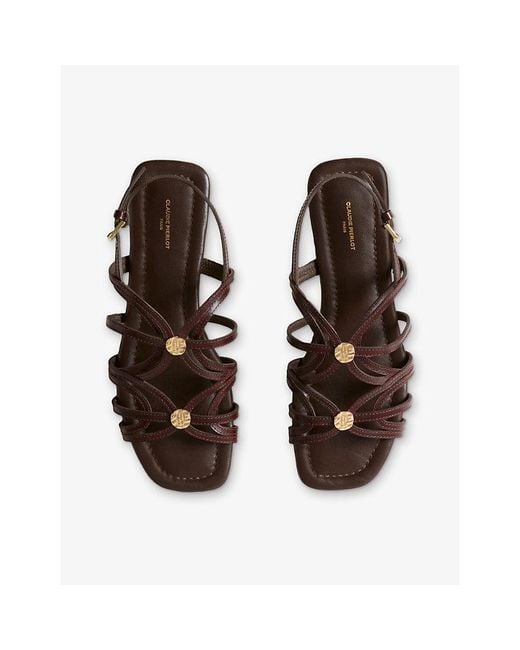 Claudie Pierlot Brown Medallion Flat Leather Sandals