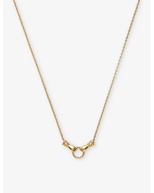 Missoma Metallic X Harris Reed Good Hands 18ct Recycled Yellow -plated Brass, Cubic Zirconia And Black Onyx Pendant Necklace