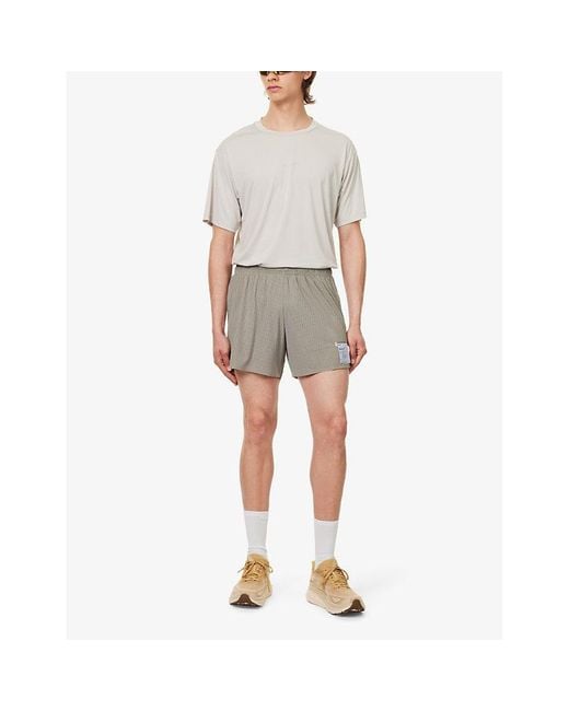 Satisfy Gray Space-otm 5' Brand-patch Stretch-woven Shorts for men