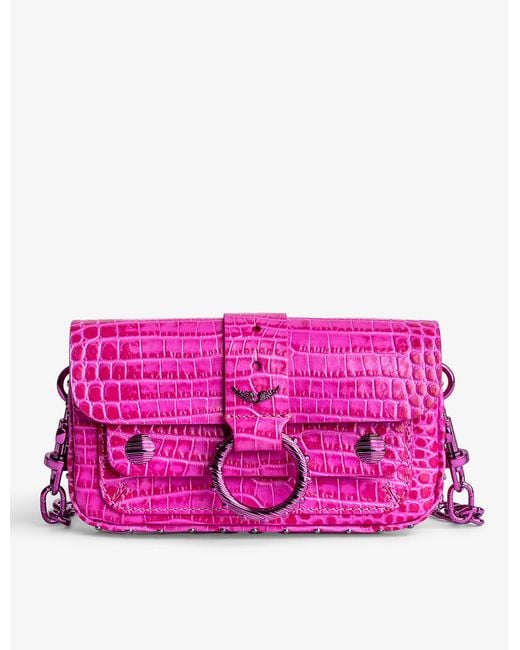 Zadig & Voltaire Kate Croc-embossed Leather Wallet Bag in Pink | Lyst