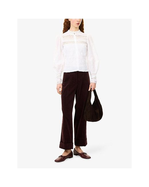 ME+EM Purple Cropped Velvet Trousers
