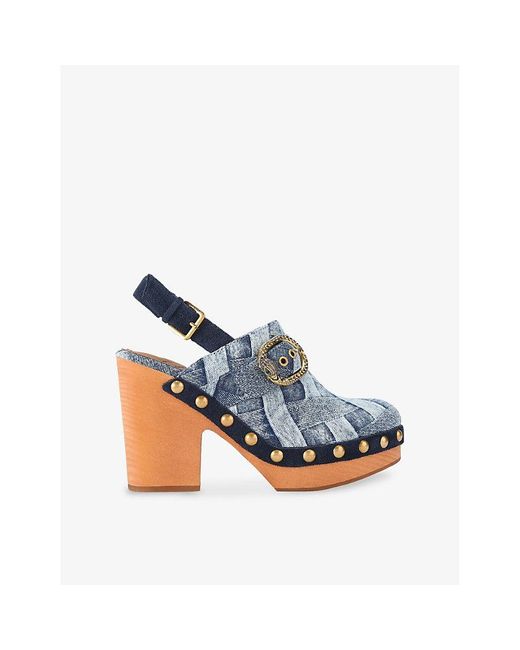 Kurt Geiger Blue Mayfair Clog Sandals